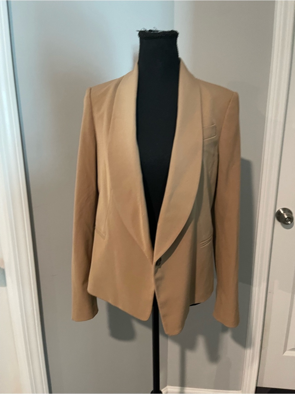Ann Taylor Camel Shawl-Collar Blazer